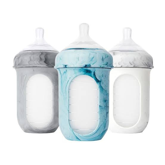 boon NURSH 3+ meses - Biberones de silicona color marmoleado
