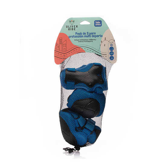 Cargar imagen en el visor de la galería, pack protección azul (codera, rodillera y muñequera)
