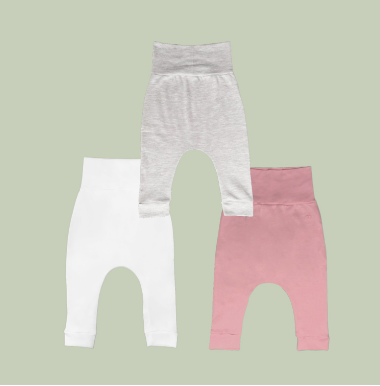 set x 3 pantalones pretina colors ancha anti-cólicos con o sin pie