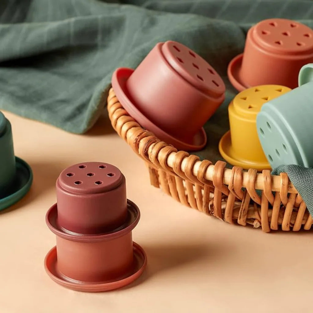 Mini Vasitos apilables teal set