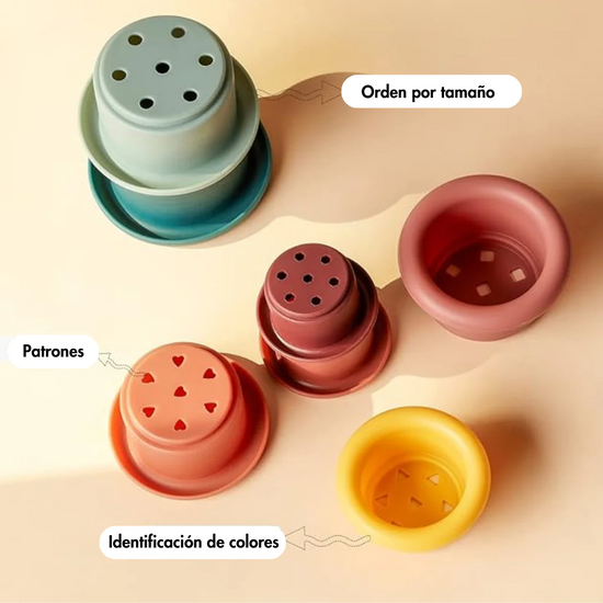 Mini Vasitos apilables teal set