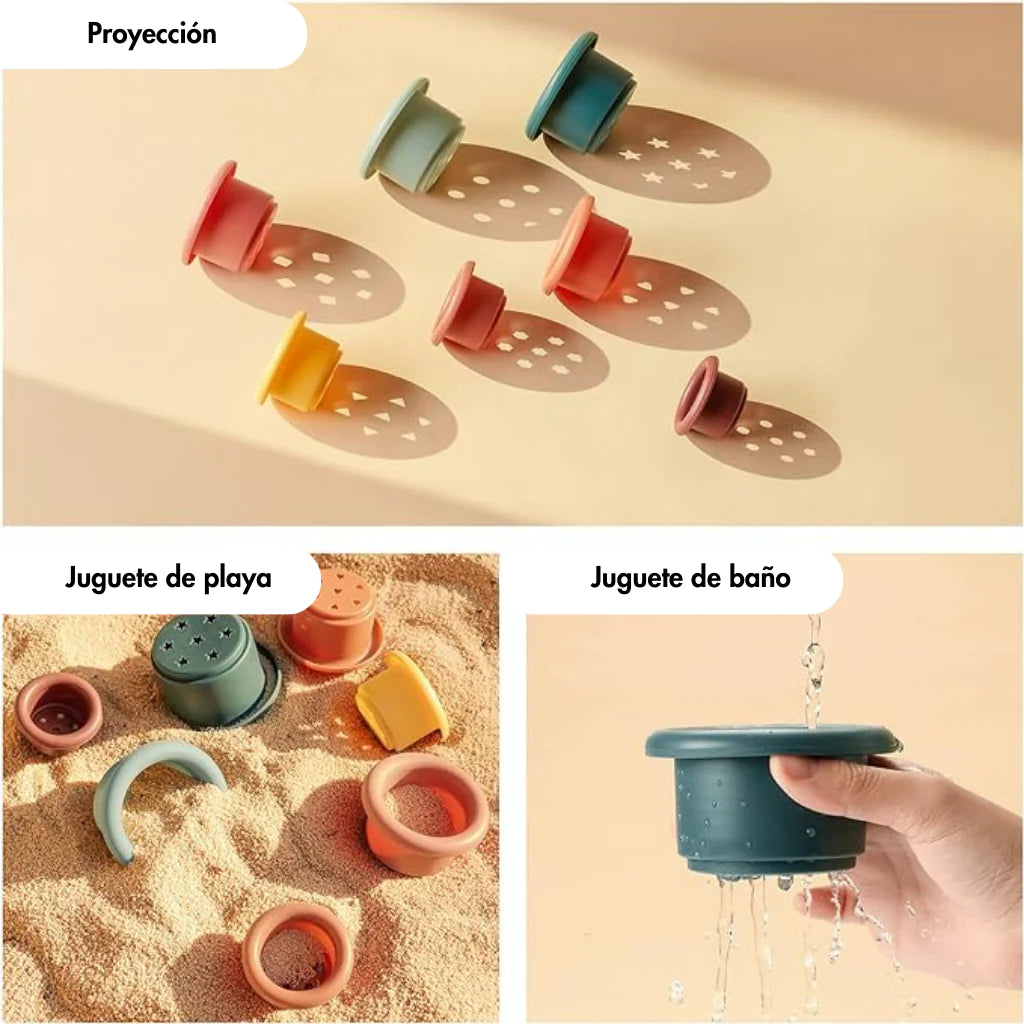 Mini Vasitos apilables teal set
