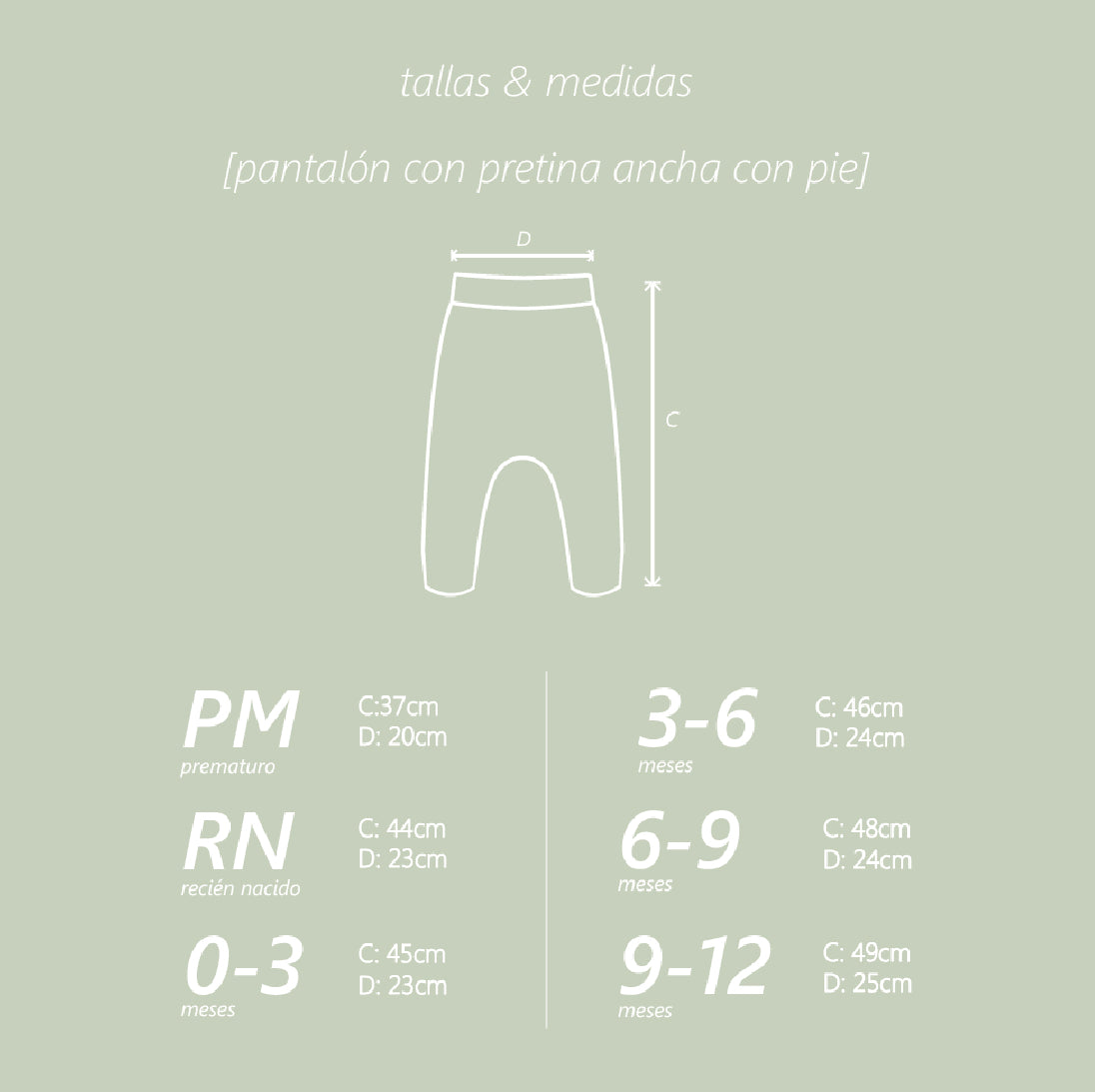 Pantalón original pretina ancha anti-cólicos con pie