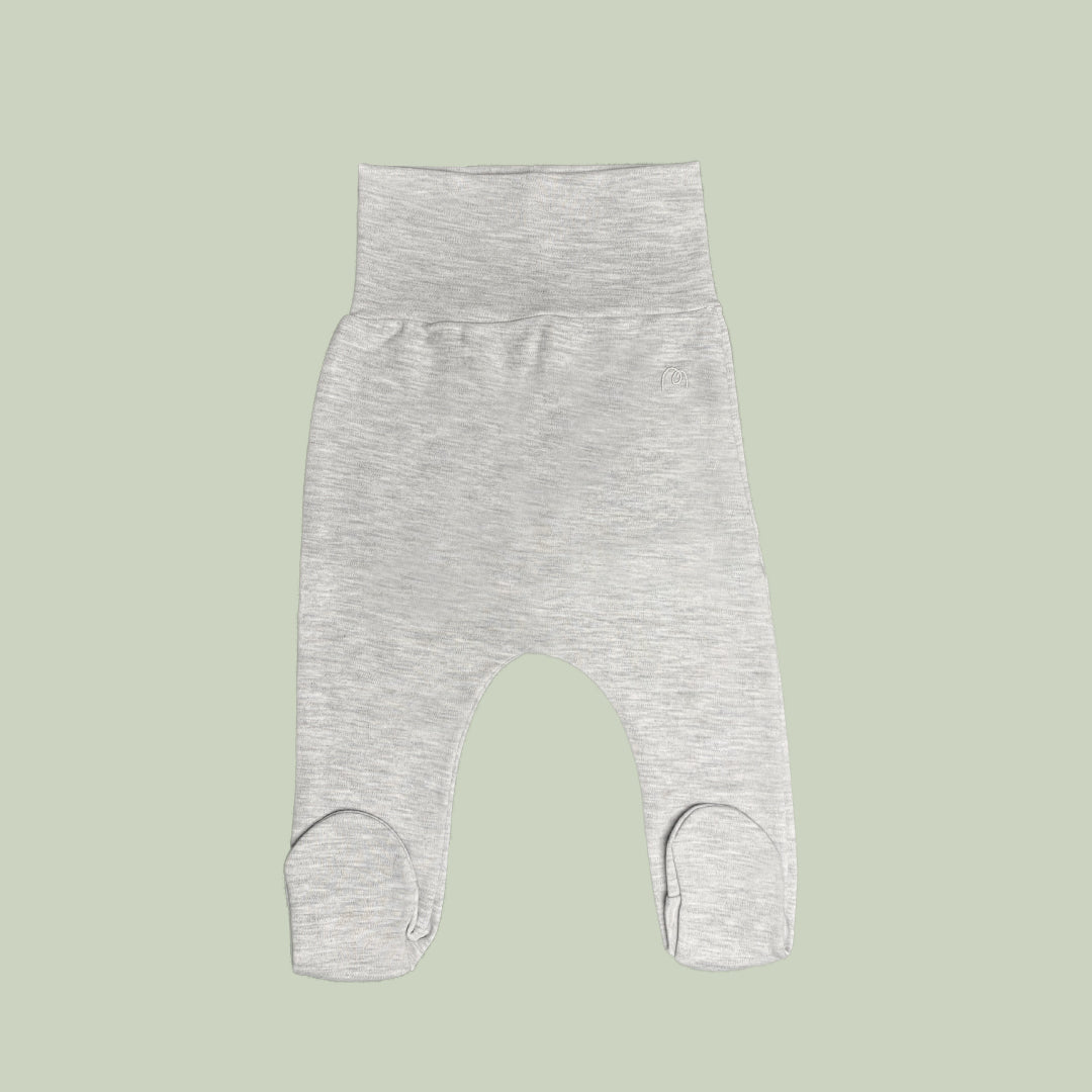 Pantalón original pretina ancha anti-cólicos con pie gris melange – Mellow  The Baby Brand